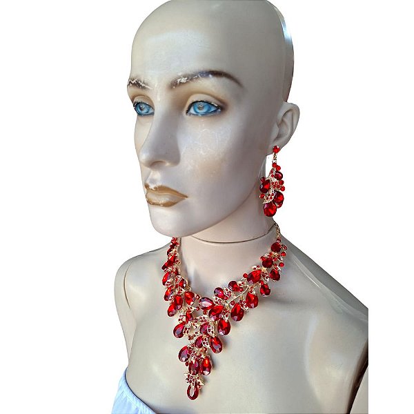 CONJUNTO COLAR E BRINCO ZIRCONIA