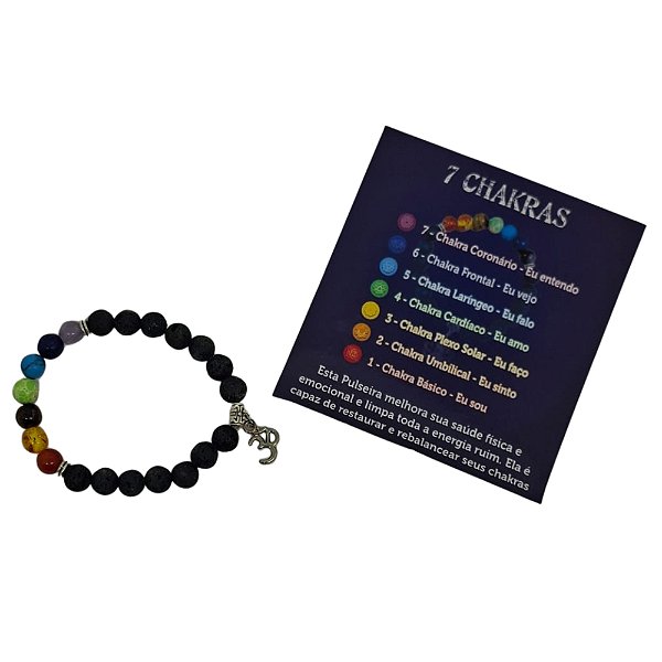PULSEIRA 7 CHAKRAS PEDRA VULCÂNICA