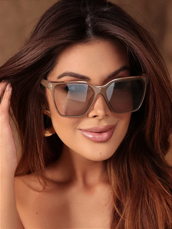 Óculos de Sol Feminino DNY Gatinho Acetato Cinza Transparente – Estilo Maxi & Sofisticação