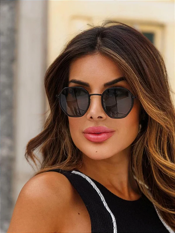 Óculos de Sol Unissex DNY Once Retangular Metal - Preto Degradê