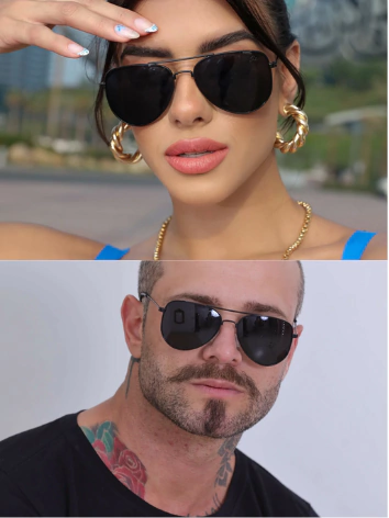 Óculos de Sol Unissex DNY Aviador Light Metal - Preto