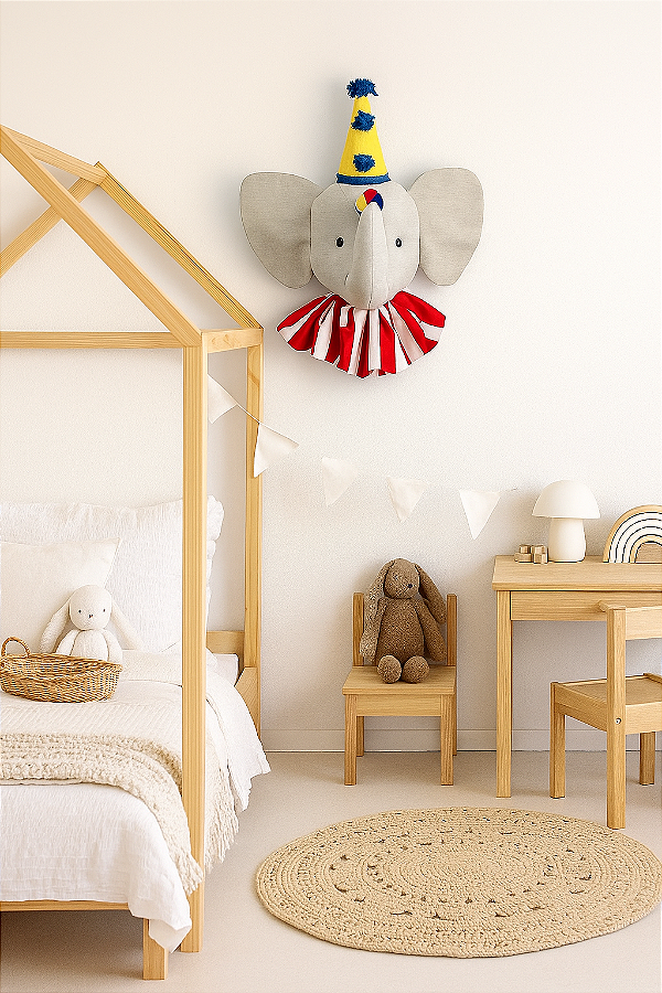 Cabeça de Elefante Circense para Decoração