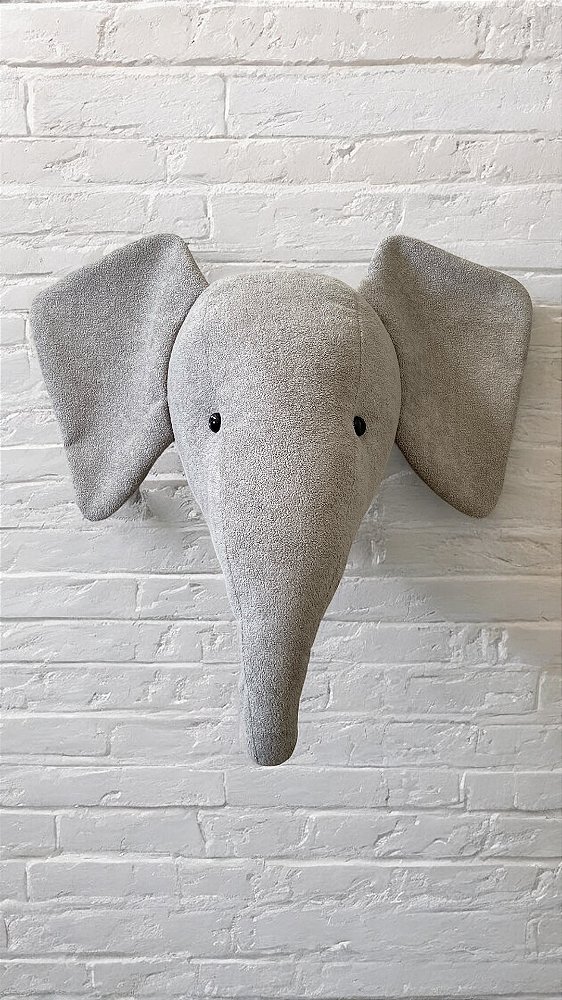 Cabeça de Elefante Decoração Infantil Cinza