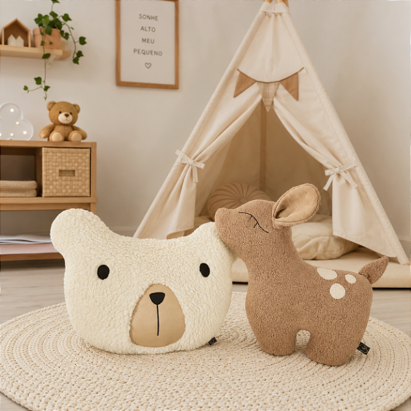Almofada Urso Pelúcia 35cm Macia e Delicada