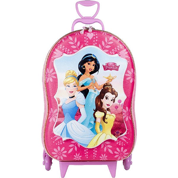 Mochila Escolar de Rodinhas Princesas 3D Maxtoy