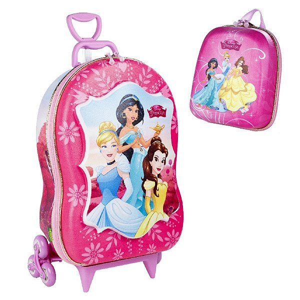 Mochila Escolar de Rodinhas Princesas 3D Maxtoy + Lancheira - Zaredu Malas-  As melhores Malas de viagens e mochilas escolares