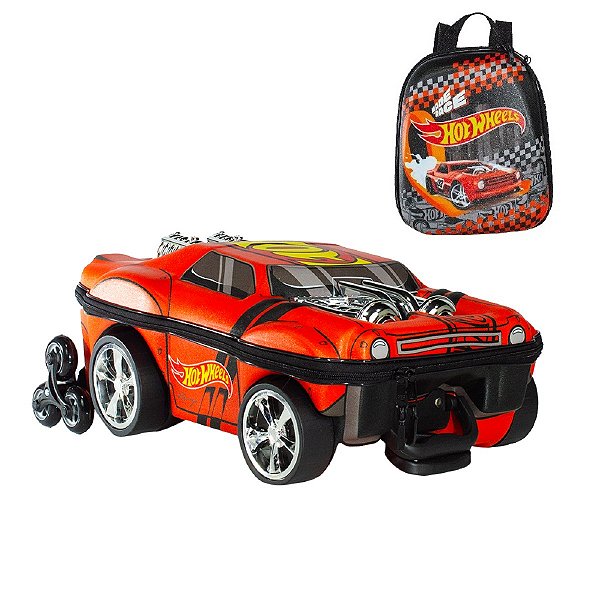 Mochila Escolar de Rodinhas 3D Hot Wheels Night Shifter