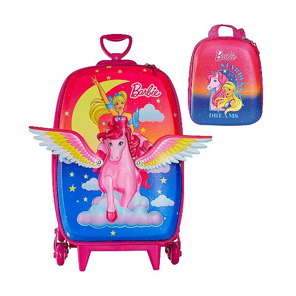 Mochila Escolar 3D Barbie Pegasus Maxtoy