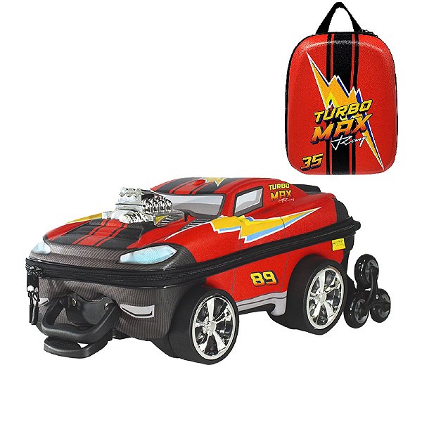 Mochila Escolar 3D Hot Wheels Turbo Max Ray - Vermelho
