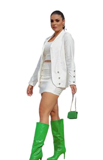 conjunto Maxi blazer Feminino Short saia e cropped