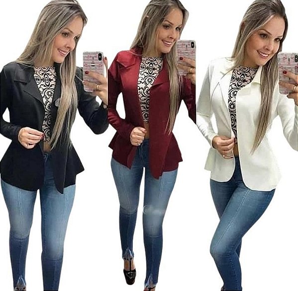 Blazer Feminino Alfaiataria Clássico Casual Acinturado