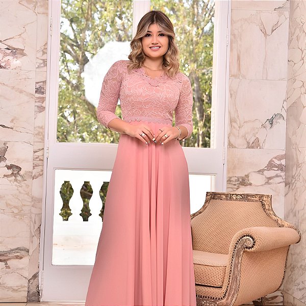 Vestido longo festa madrinha formatura modelo premium