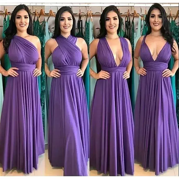 Vestido De festa Longo Lilás Infinity Varias Madrinha Casamento  Formas de Uso