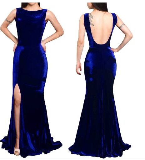 Vestido Festa Veludo Sereia Fenda madrinha casamento formatura