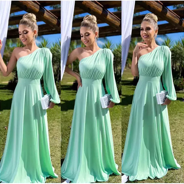 Vestido de Festa Verde Menta social Social Madrinhas Casamentos Convidadas