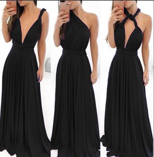 Vestido de festa Preto Longo madrinha casamento Formatura