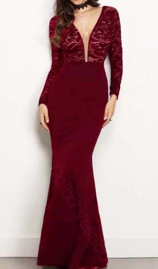 vestido madrinha manga longa cor marsala