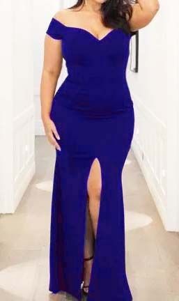 Vestido Plus Size Azul Royal Longo Festa madrinha casamento Formatura Estilo Sereia