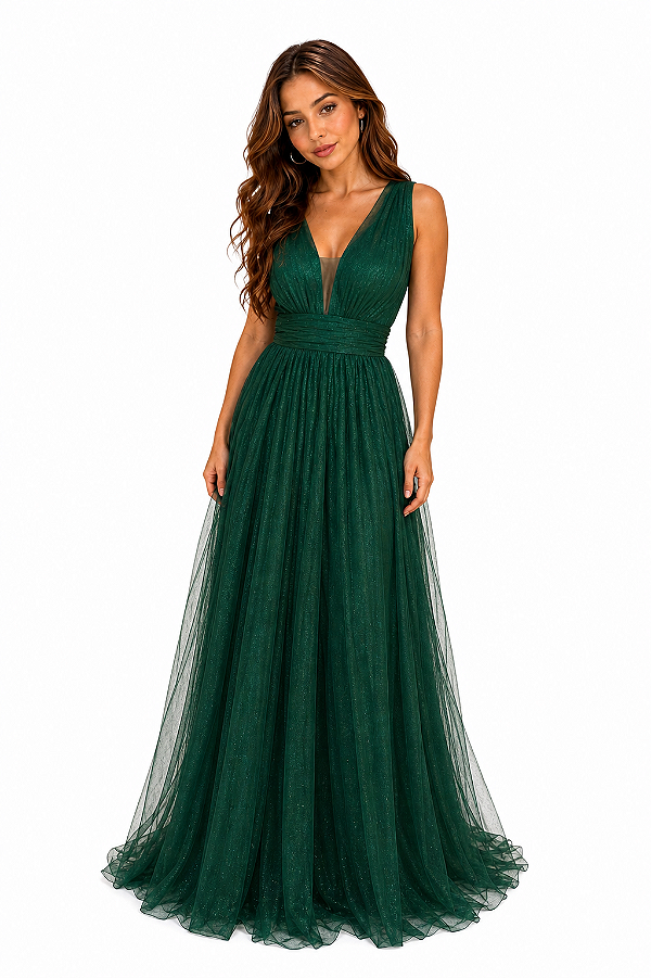 Vestido Verde Esmeralda Longo de Festa