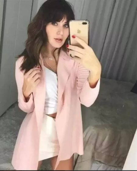 Blazer Rosa Slim Fit Feminino Acinturado Social