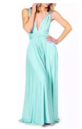 Vestido de festa Verde Tiffany Longo madrinha casamento Formatura