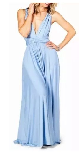 Vestido de festa Azul Serenity Longo madrinha casamento Formatura