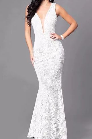 Vestido Branco Noiva casamento Decote Tule Estilo Sereia