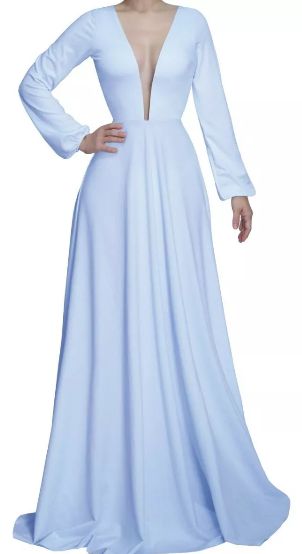 Vestido Azul serenity Longo Festa Manga Longa Festa madrinha caamento Formatura