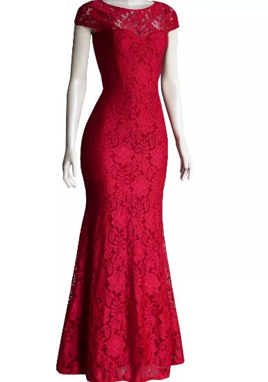 Vestido de Festa Madrinha casamento Formatura Sereia Manguinha Vermelho