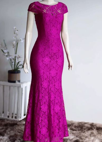 Vestido de Festa Madrinha casamento Formatura Sereia Manguinha Pink