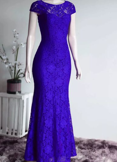 Vestido de Festa Madrinha casamento Formatura Sereia Manguinha Azul Royal