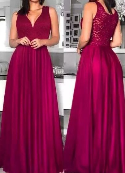 Vestido de Festa Longo Formatura Madrinha casamento Godê Pink