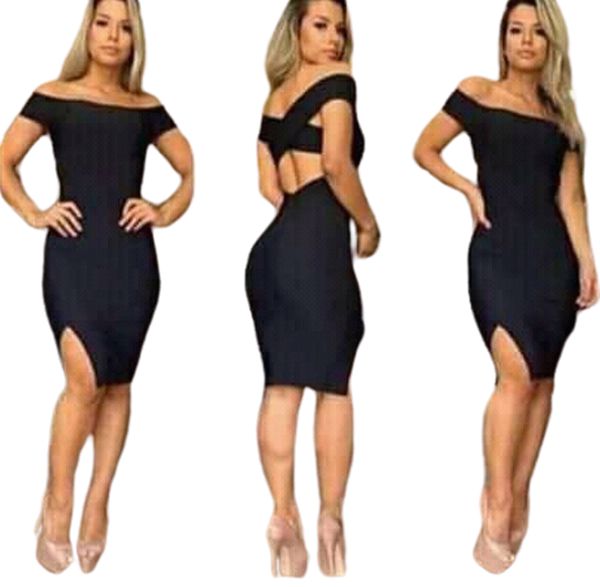 Vestido Midi Casual Canelado Tubinho Blogueira Ombro A Ombro