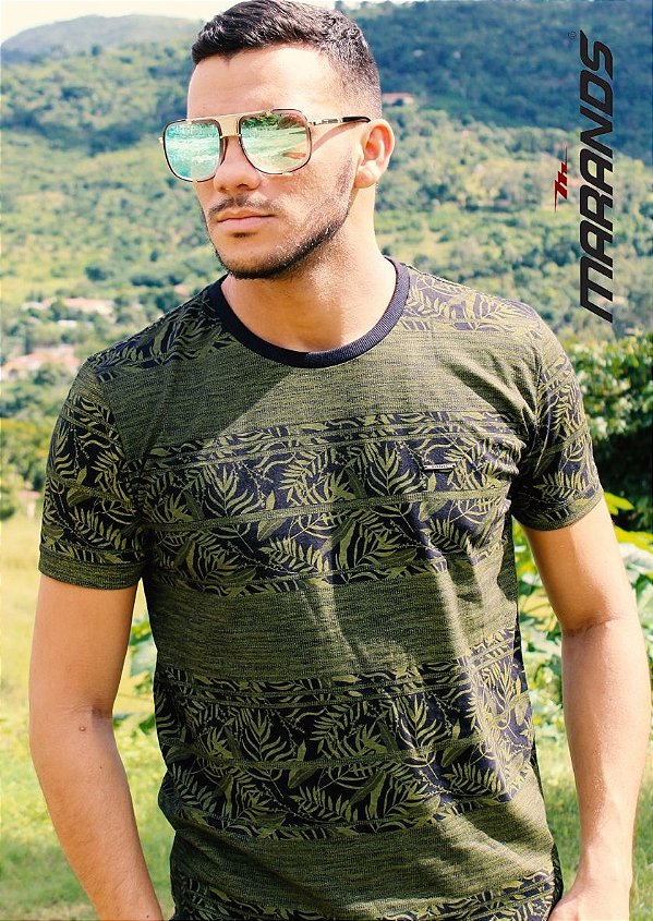 Camiseta masculina manga curta original verde Marands