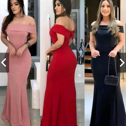 Vestido Longo de Festa Madrinha casamento Formatura Ombro a Ombro