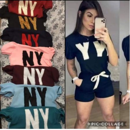 conjunto Feminino Short Blusa manga curta lançamento
