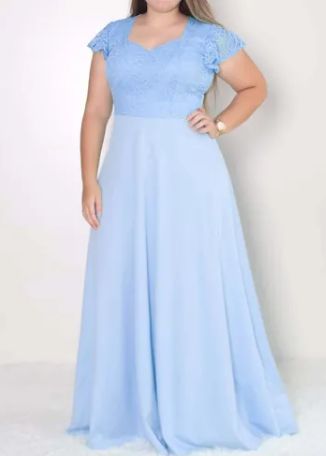 Vestido Azul Serenity Longo Plus size madrinha casamento formatura