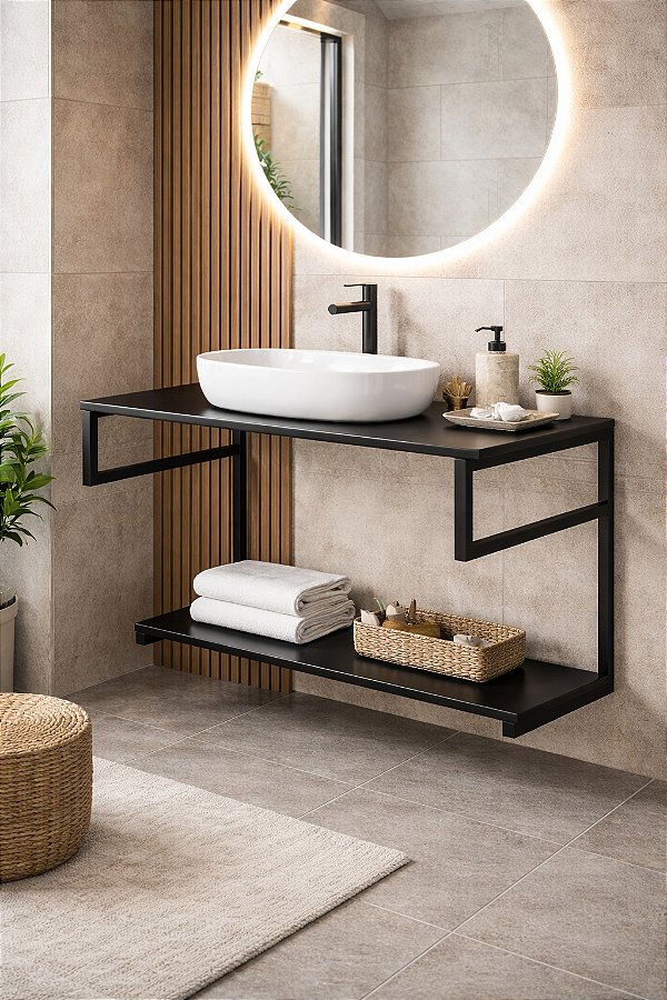 GABINETE PARA BANHEIRO MODERNO ESTILO INDUSTRIAL