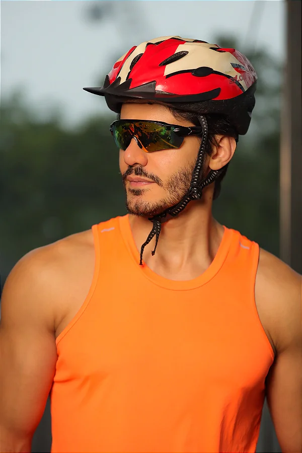 Óculos Esportivo São Mateus – Máscara Preta com Lente Laranja UV400| Alume sports