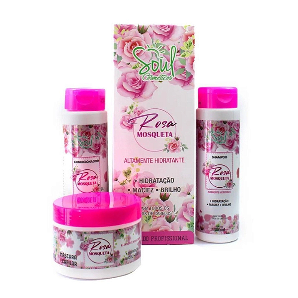 Kit Capilar Rosa Mosqueta 3 Passos Soul Cosméticos