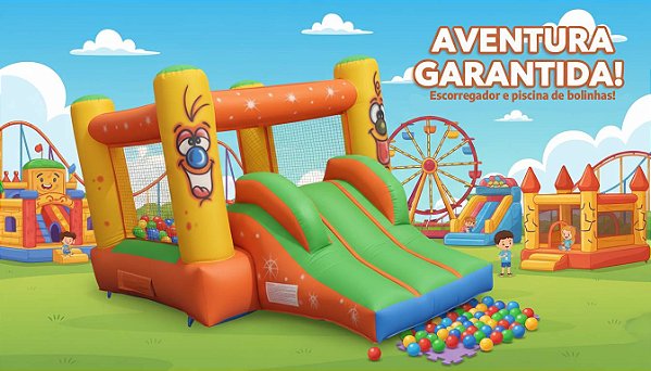 Piscina de bolinhas com escorregador