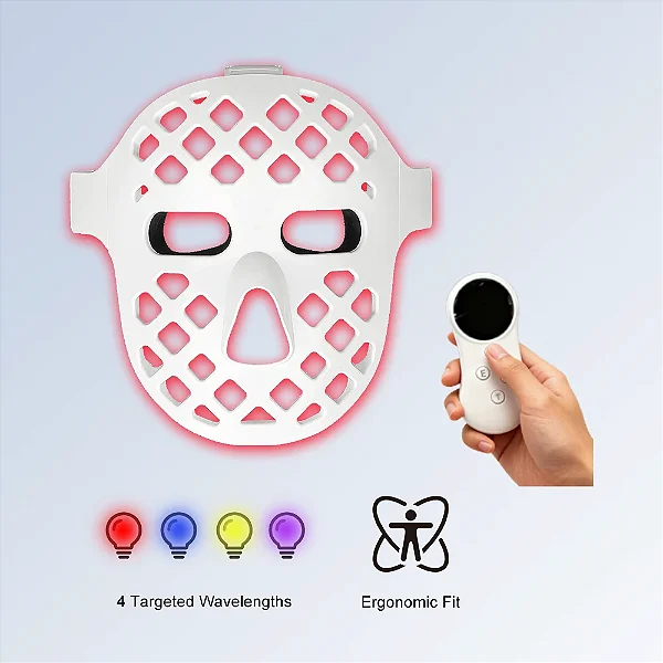 Máscara LED 5D Sunglor: Terapia de Rejuvenescimento Facial com 4 Comprimentos de Onda