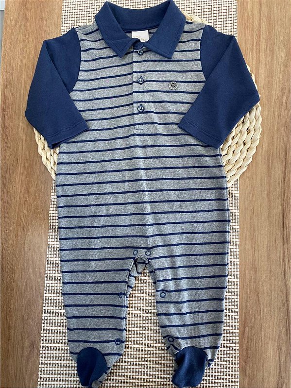 MACACÃO ESTAMPADO ANJOS BABY - AZUL TRICOT