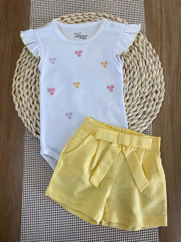 CONJUNTO BODY E SHORTS ANJOS BABY - FLORAL