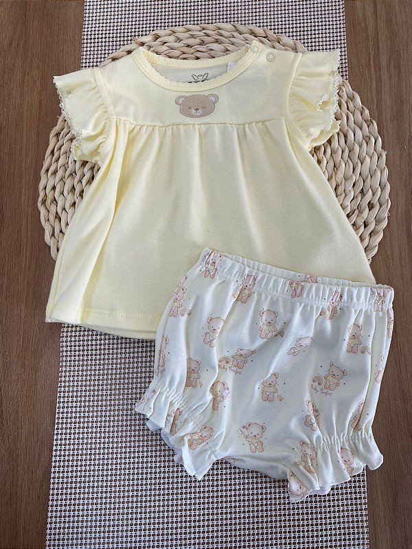 CONJUNTO BATA E SHORT ANJOS BABY - URSINHO