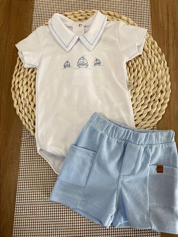 CONJUNTO BODY GOLA E SHORTS ANJOS BABY