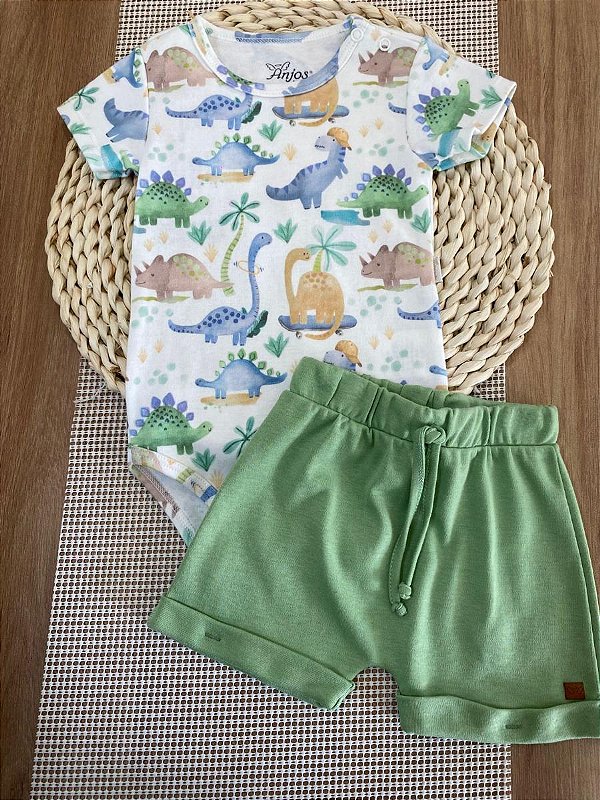 CONJUNTO BODY E SHORT ANJOS BABY - DINOSSAURO