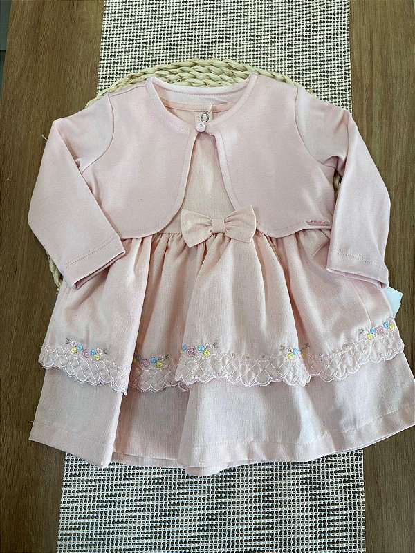 VESTIDO E BOLERO MALHA PARAISO - ROSE