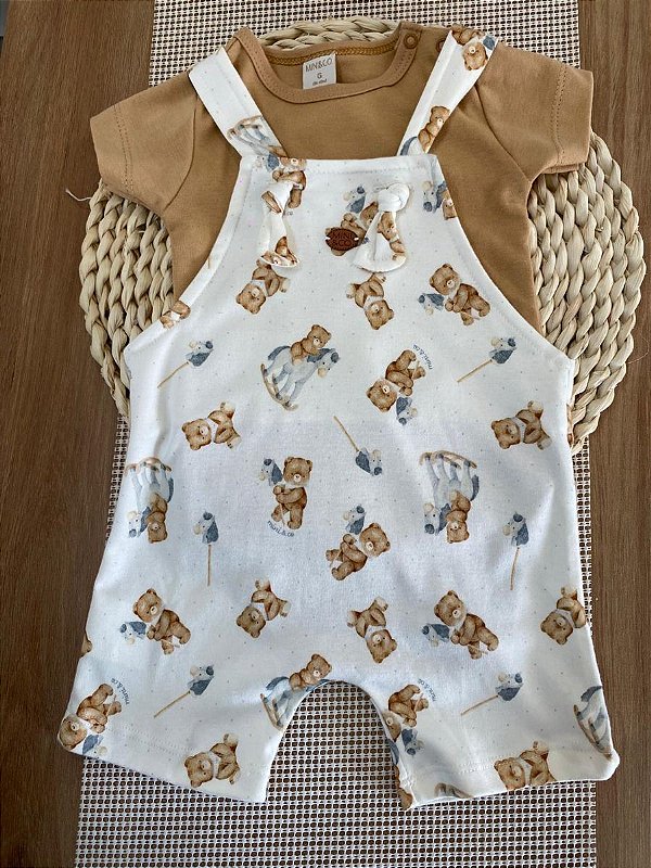 JARDINEIRA E BODY TRICOT MINI&CO - URSINHOS