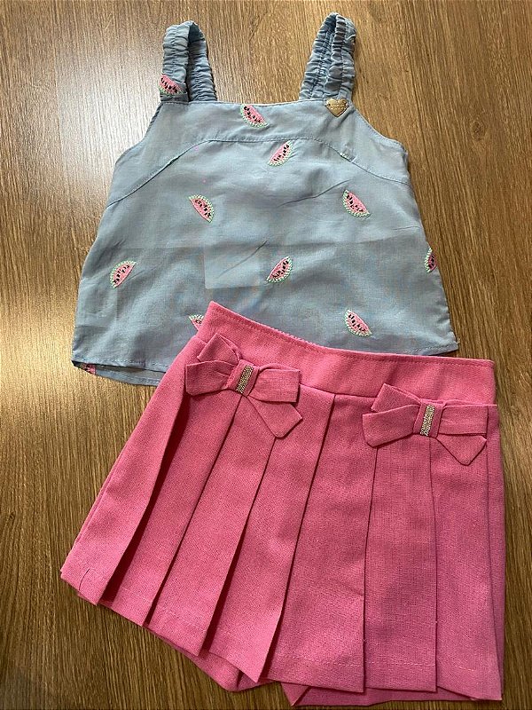 CONJUNTO BLUSINHA E SHORT SAIA GABRIELA AQUARELA